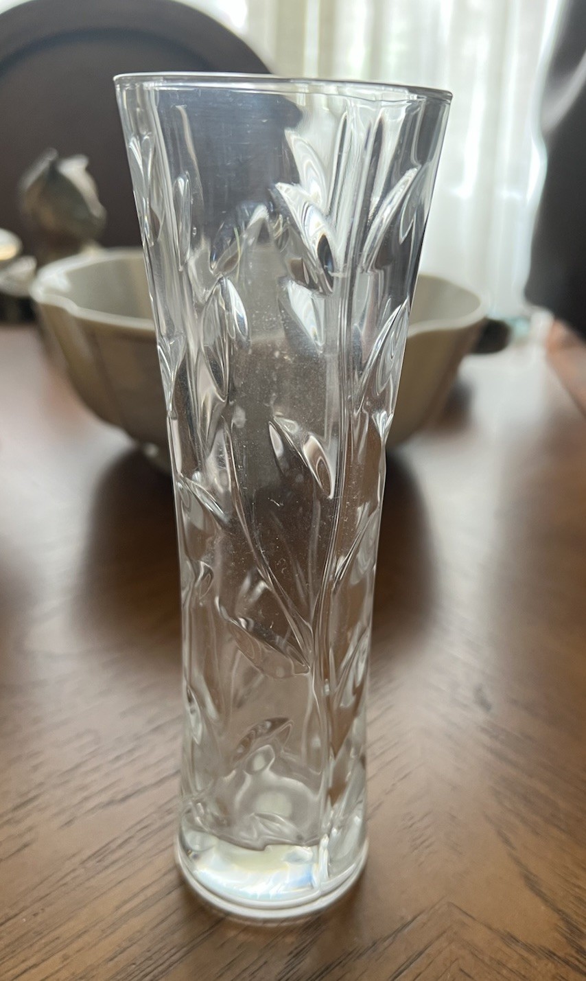 Vintage Murano Glass Crystal Zecchin Made in Italy Clear 7.5” Flower Vase Rare