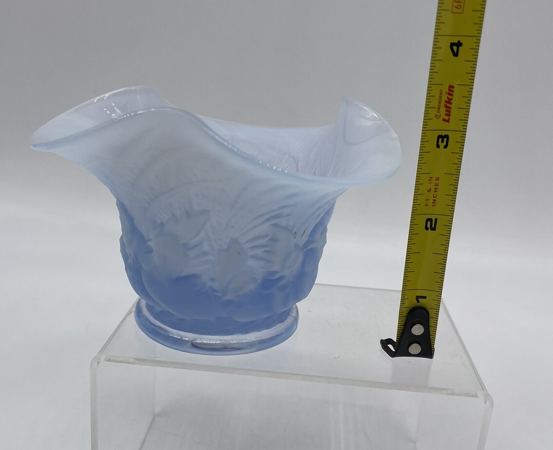 1930s Duncan & Miller Chanticleer Rooster Chicken Frosted Blue Hombre Glass
