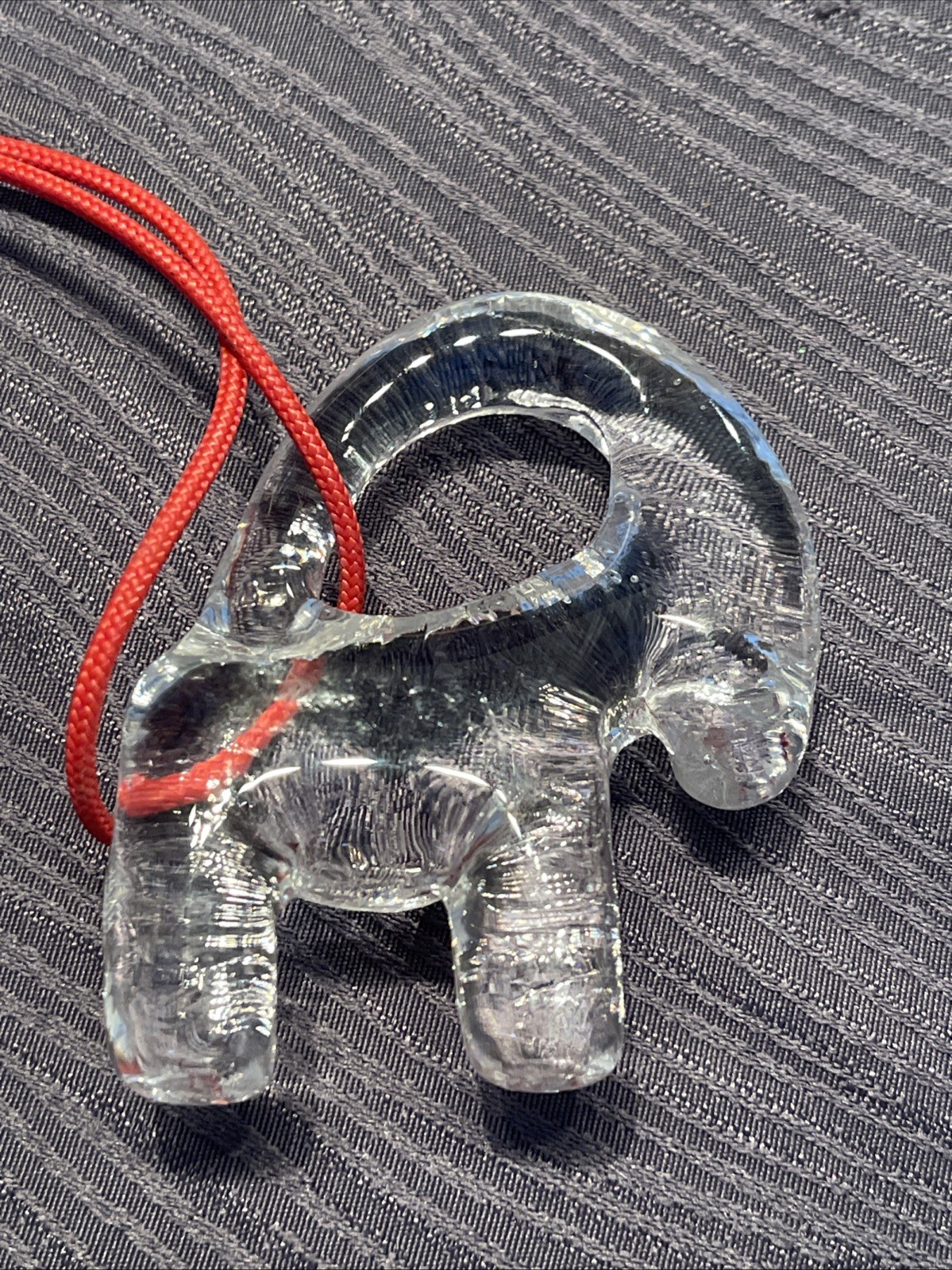 Kosta Boda Style Glass Julbock Yule Goat Ornament Solid Clear MCM Scandinavian