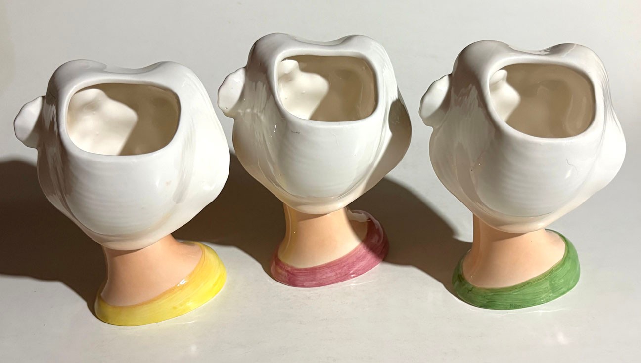 Set Of 3 Vintage 1960s? Lady Head Vases in Their Original Box! Relpo, Chicago