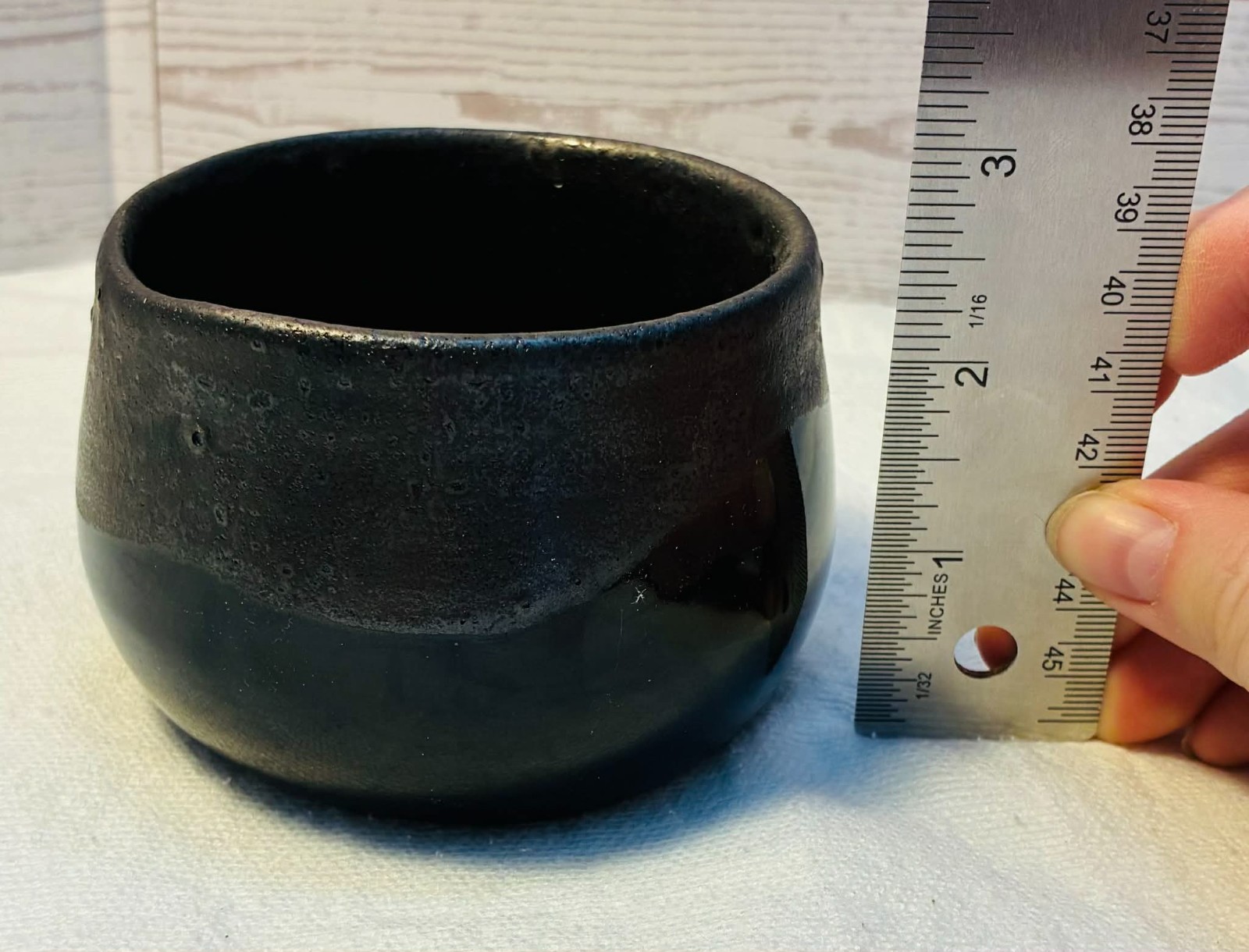 Ceramic Minimalist Ebony Glossed Pot W/ Slate Matte Rim – Handmade Pottery Pot