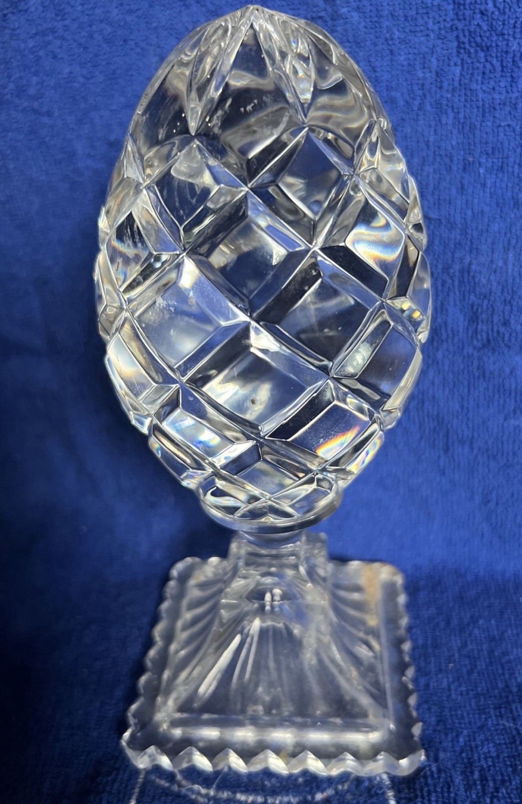 VINTAGE 1980s POLAND CRYSTAL EGG 7 1/4” TALL 3 1/4” WIDE