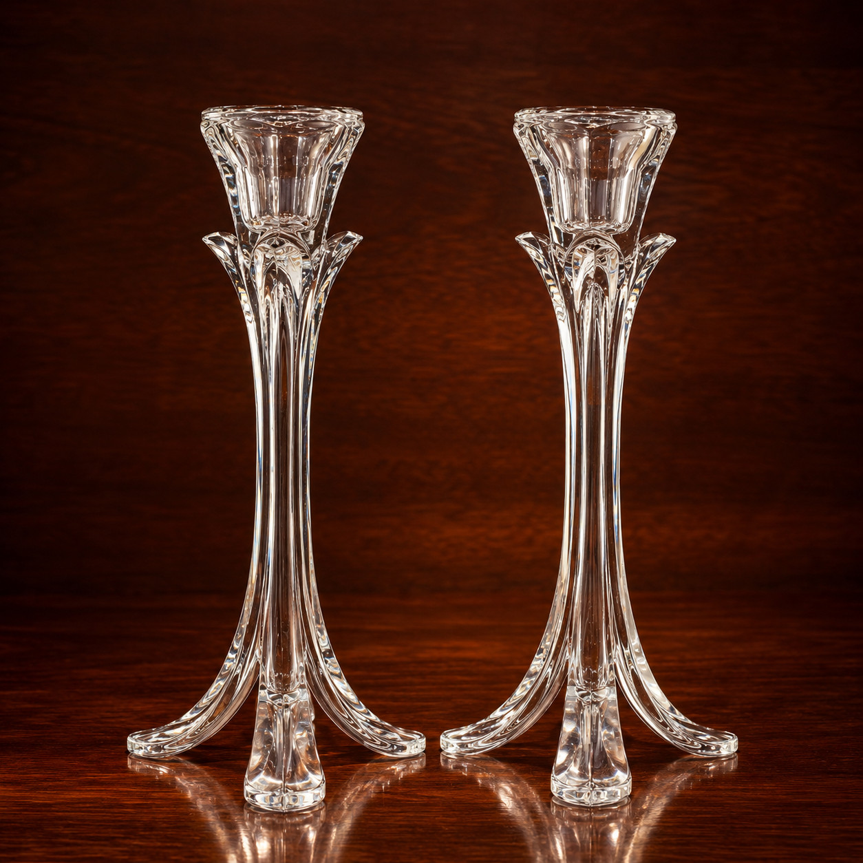 Cristal D’Arques Durand Bandol Crystal Candlesticks Set of 2 France