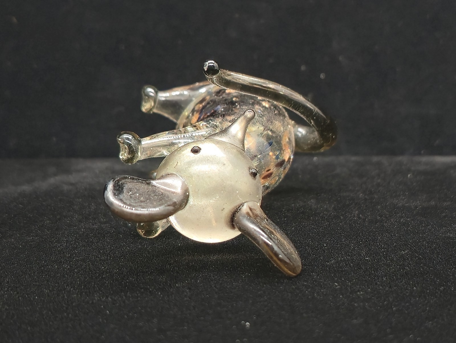 Vtg Hand Blown Murano Art Glass Coppery Brown Elephant Mouse Figurine Sculpture