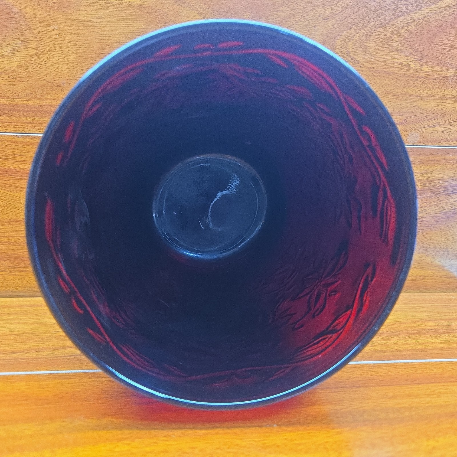 Princess House Fantasia Ruby Red Crystal Glass Large Footed Vase 7 3/8″ Floral