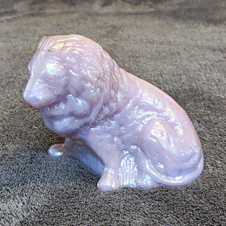 Iridescent Purple Glass Lion Figurine Decorative Animal Decor