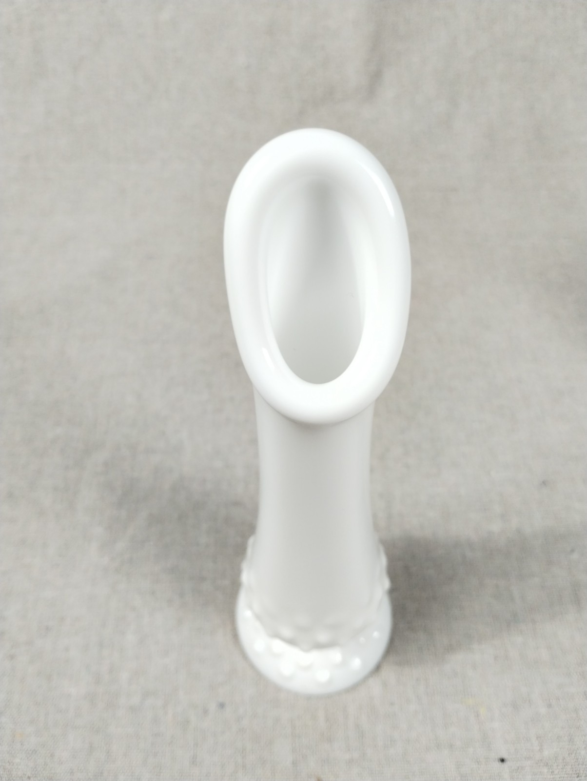 Vintage Fenton Hobnail White Milk Glass Footed Swung Bud Vase 8.5” Set of 2