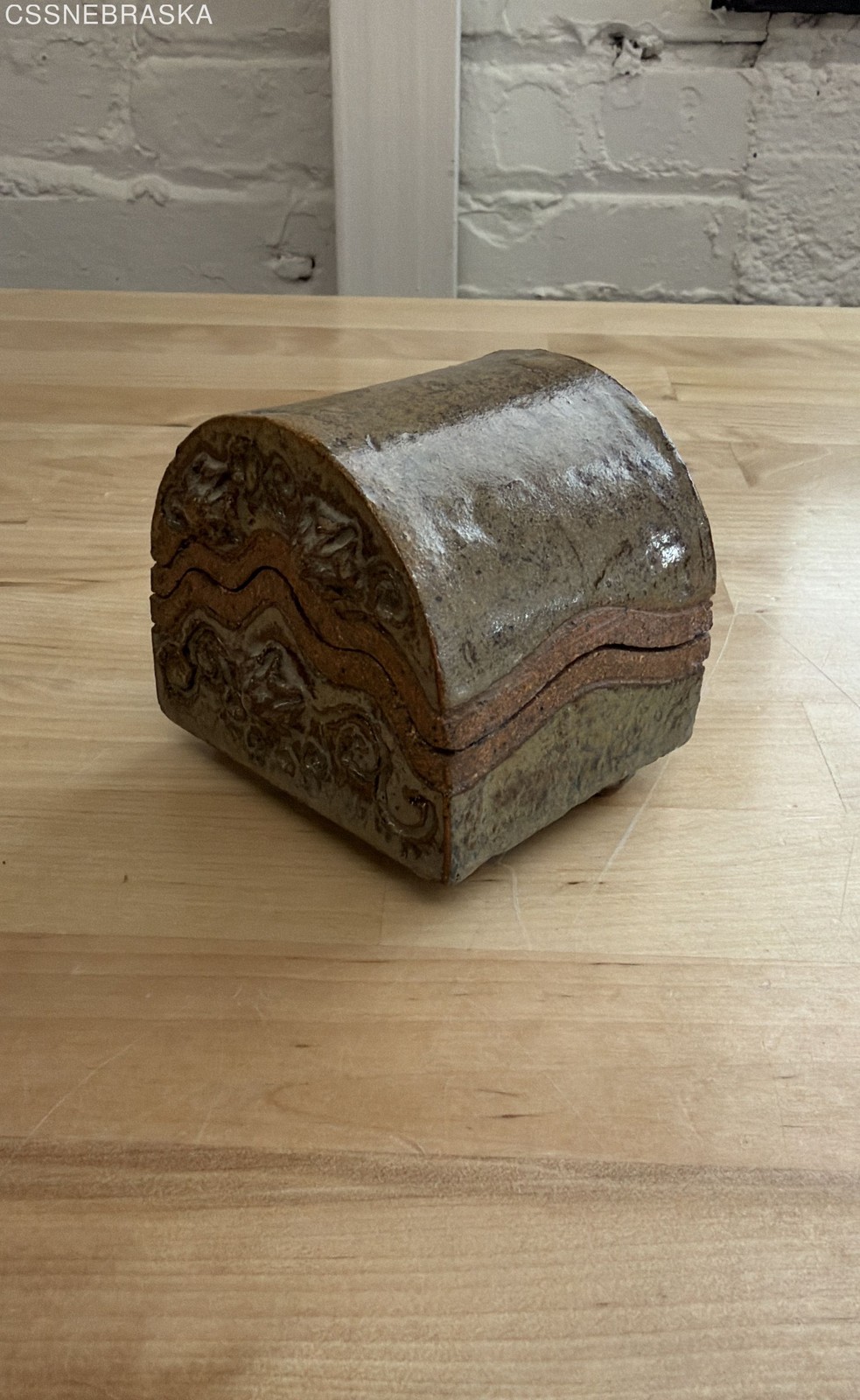 Nancy Katz Studio Pottery Ceramic Lidded Box Signed Earth Tone 2020