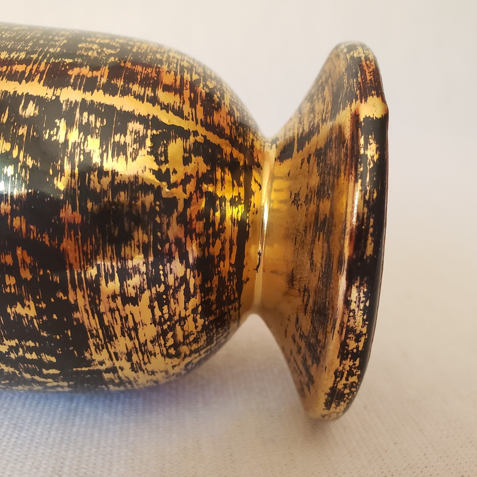 Stangl Pottery Black Gold Vase #3113 Hollywood Regency Style Orig Sticker 5.5″