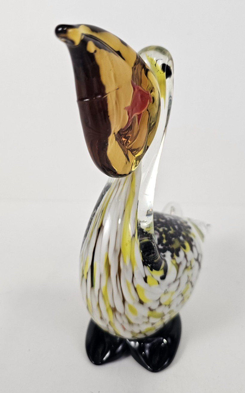 Vintage Retro Art Glass Pelican Murano Style Figurine Murano Style Coastal Bird