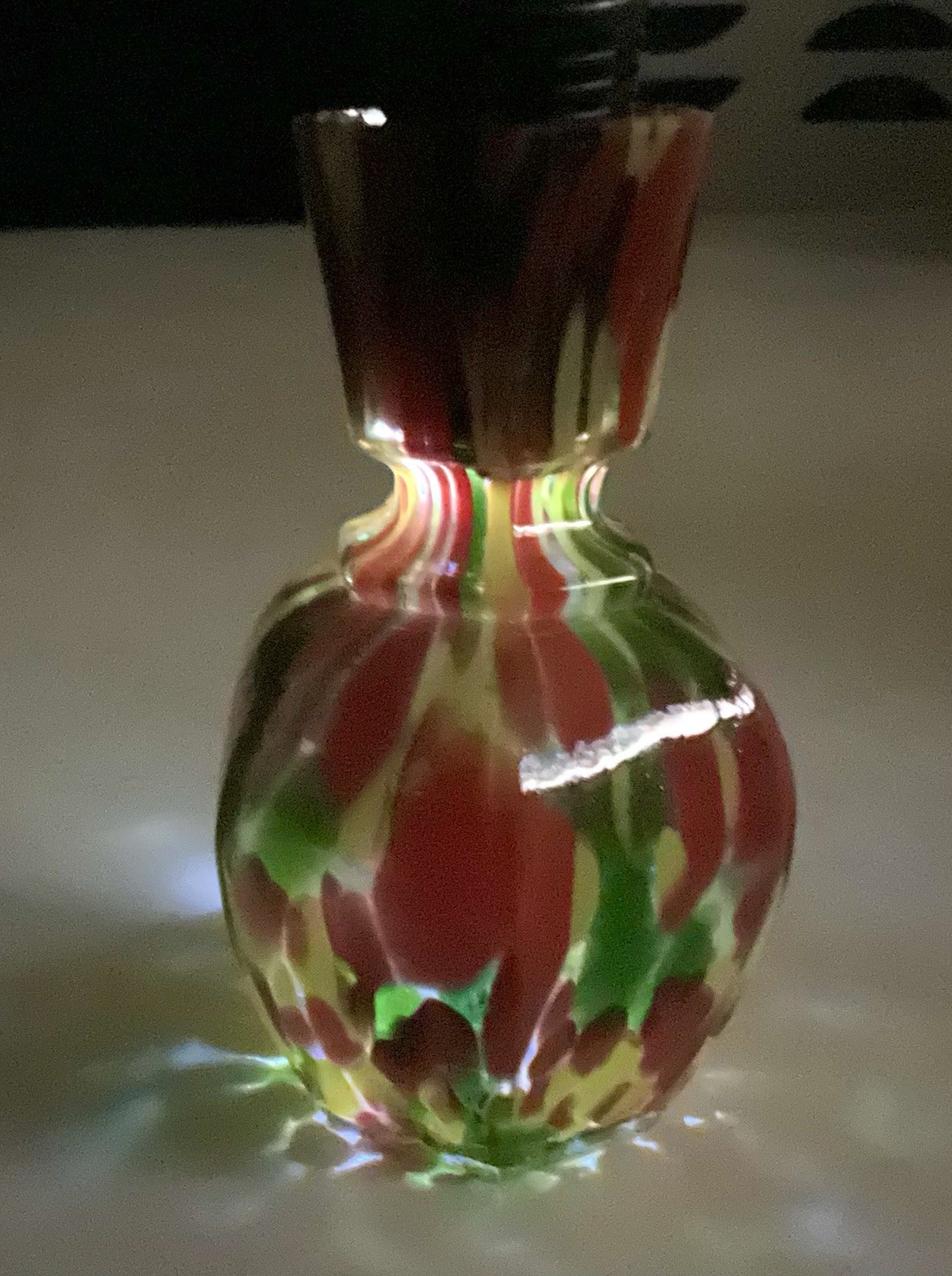 Art Deco Made In Czechoslovakia Glass Hex Vase Hexagon