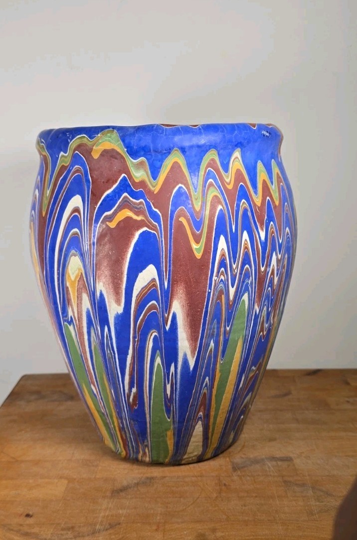 Vintage Ozark Roadside Pottery Stoneware Drip Vase 9.5 Inch Planter