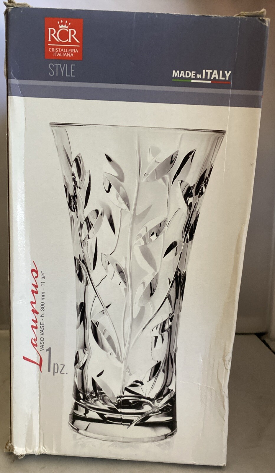 RCR Italian Crystal Laurus Vaso Vase Centrepiece Flowers Gift Twisted 25cm