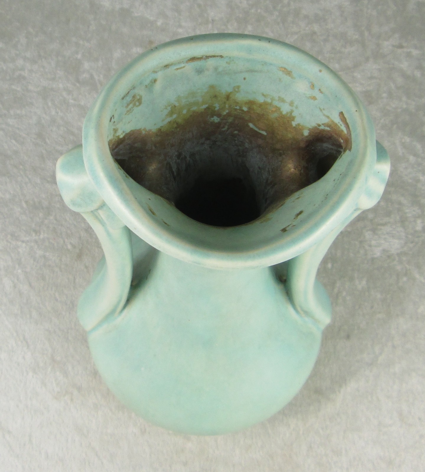 McCoy Pottery Vase Aqua Turquoise Art Nouveau Art Deco 9-1/4in Painted