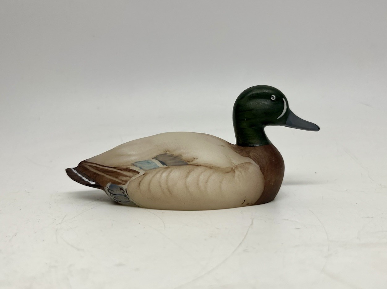 Vintage Fenton Glass Mallard Duck Drake Glass Hand Painted By Marilyn Wagner