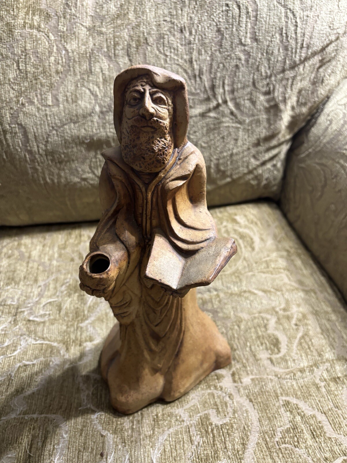 Vintage Flat Earth Pottery Wizard Oil Lamp Incenses 1980s