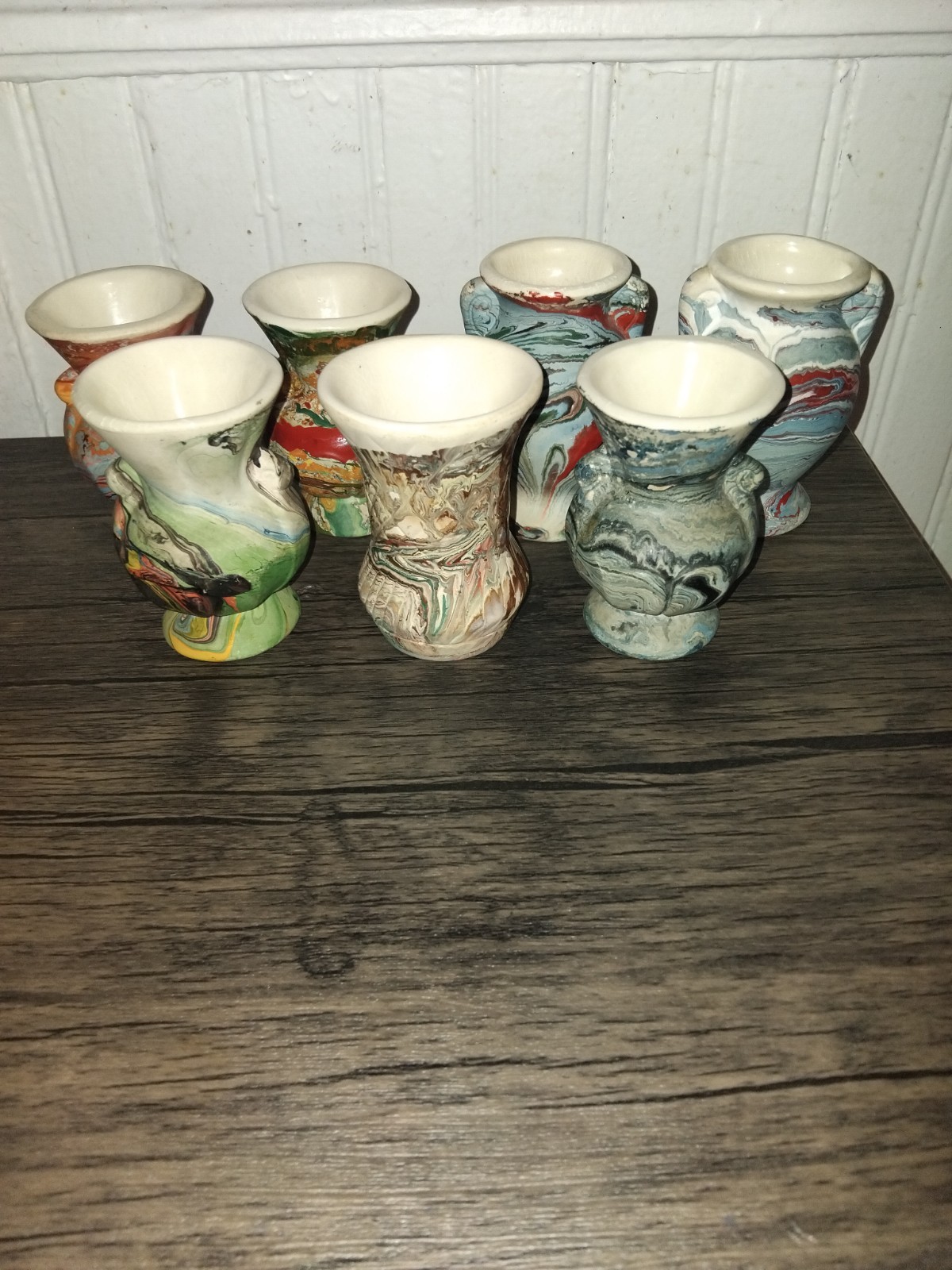 1930s Art Deco Morton Pottery “End Of The Day” Swirl Vase Set Of 7