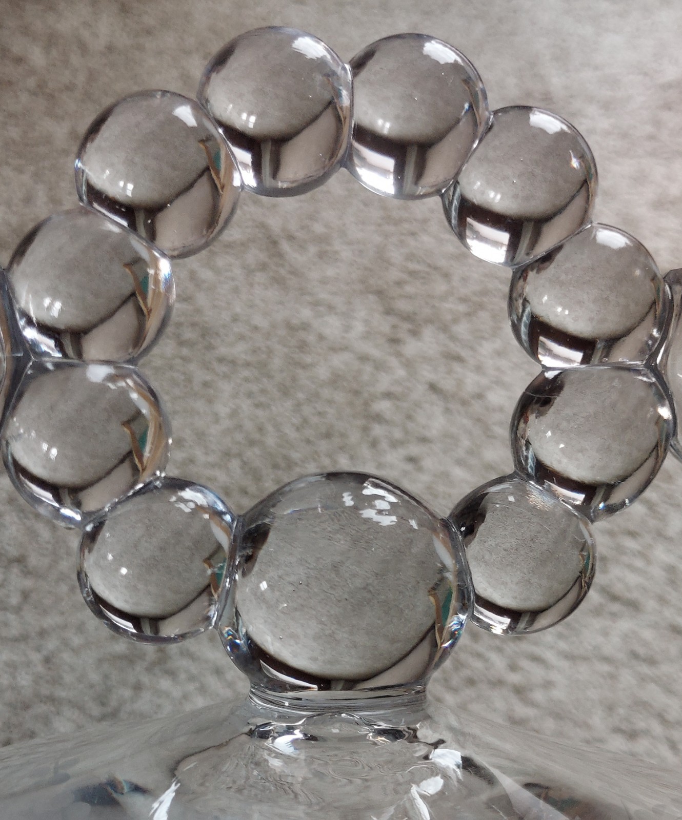 Imperial Glass Floral Etched Candlewick Double Taper Candle Holders Bubbles Pair