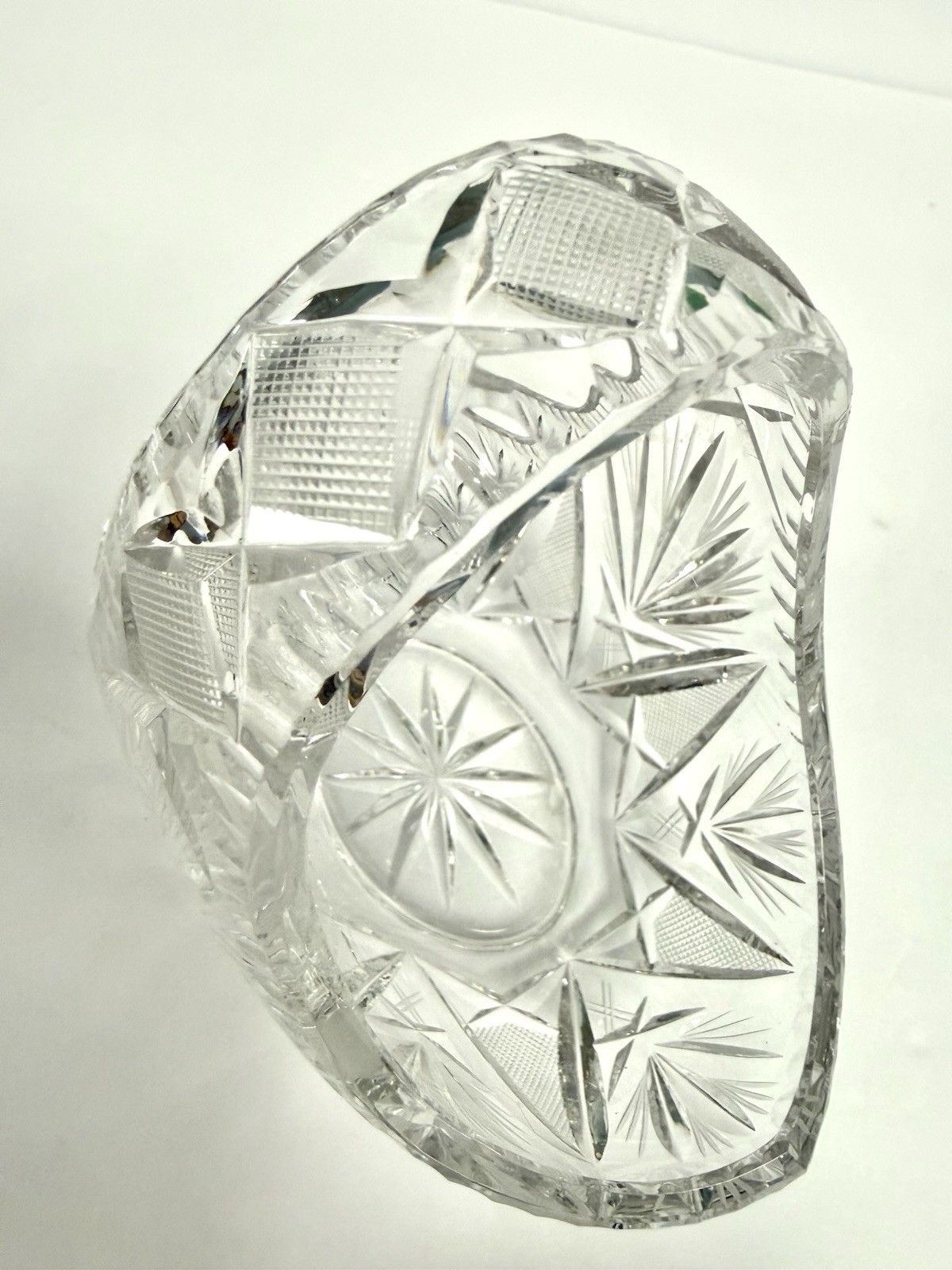 Vintage Decorative Lead Crystal Basket Candy Dish Egg Basket 6”