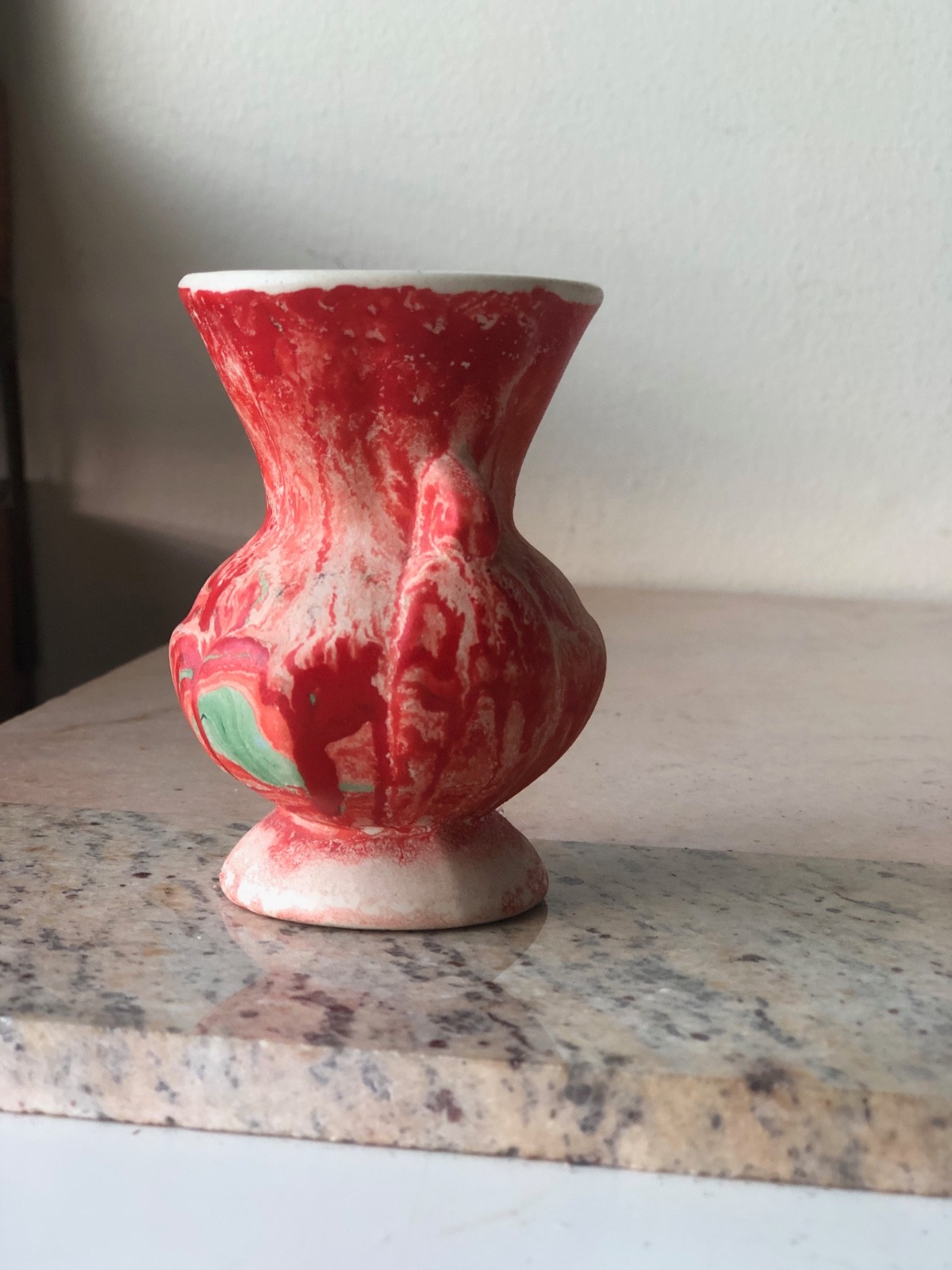 Morton Art Pottery Miniature Vase End of Day Vintage 1930s Scarlet Swirl Pattern