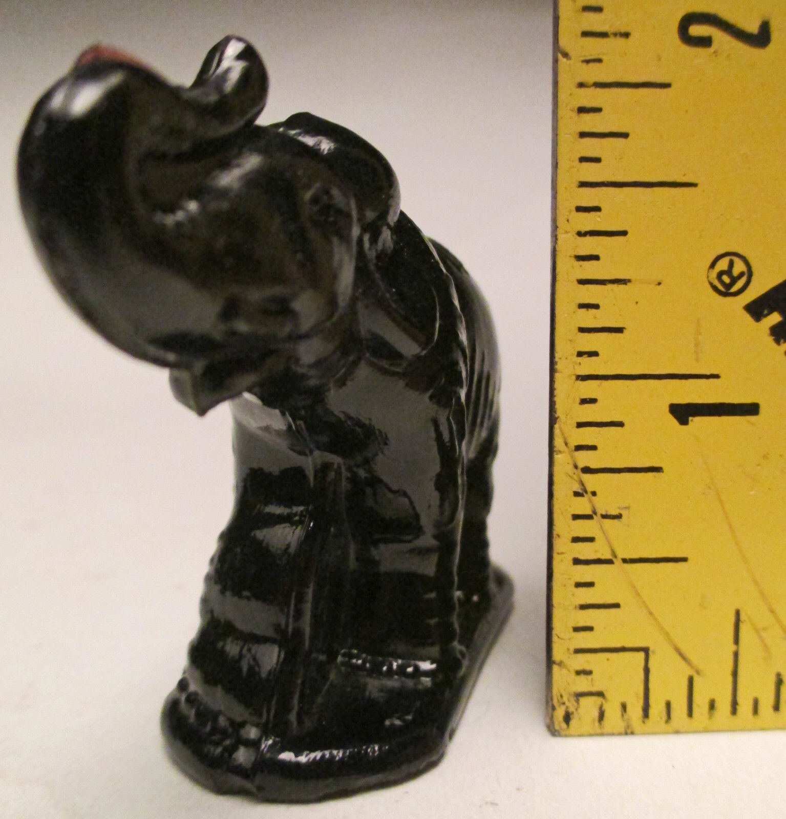 Vintage Miniature Elephant with Trunk Up for Good Luck #6646 Ebony Black