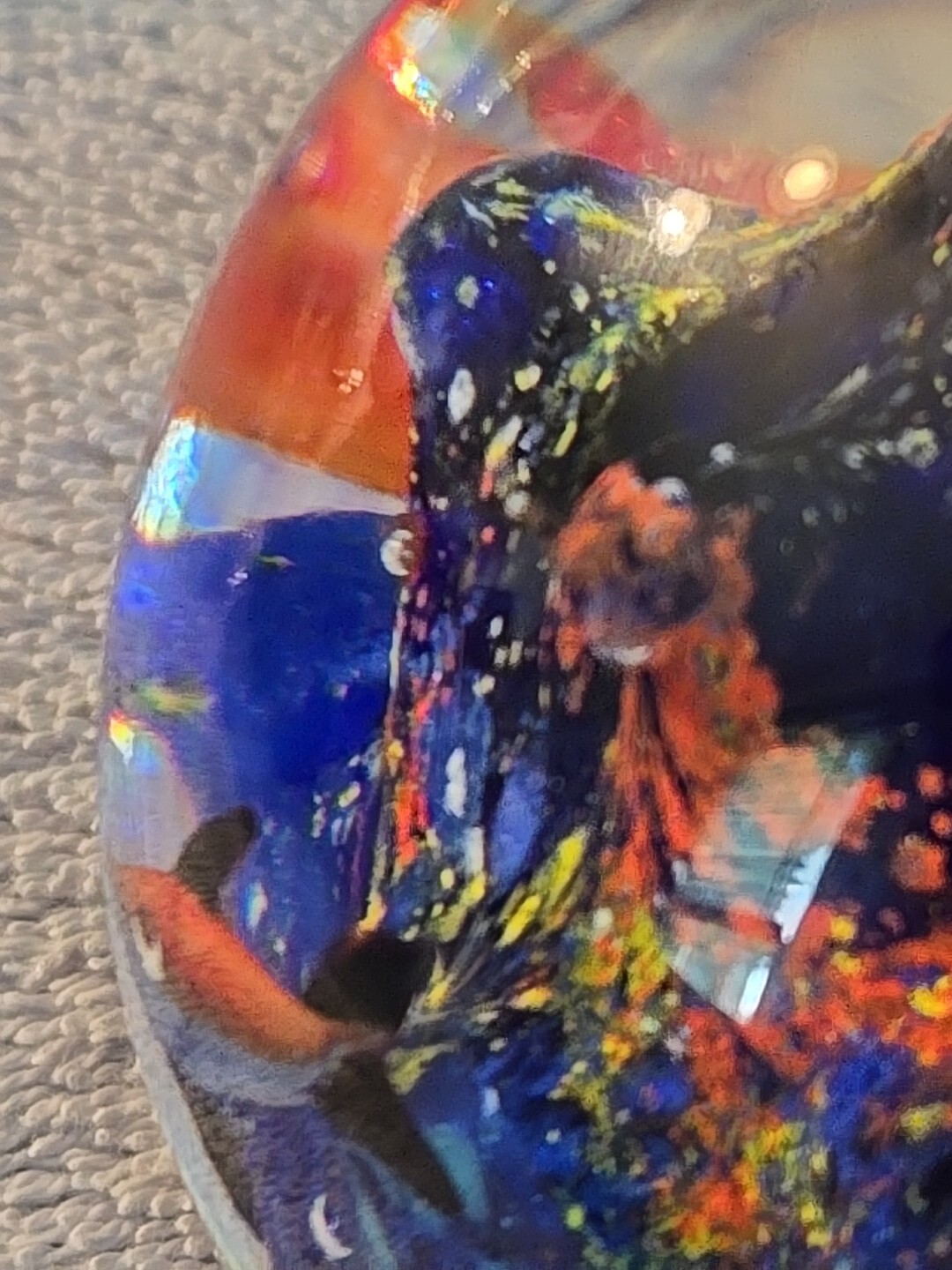 Vintage 3.25 In Glass Art Sphere Paperwieght With Cobalt Blue Glass And…