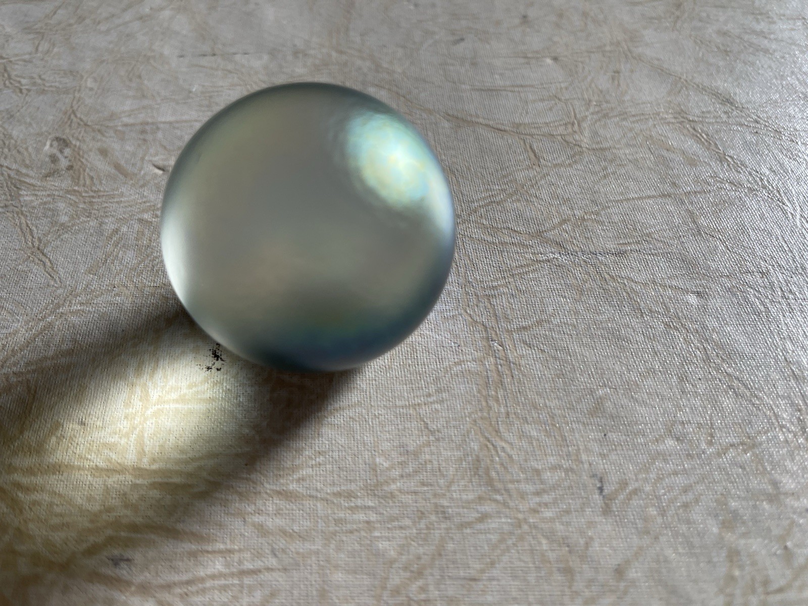 Vintage 1991 Glass Eye Studio, (GES) Iridescent Glass Paperweight, Multi-Colored