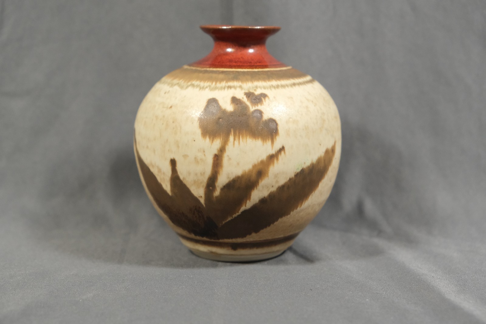 Cecily Fortescue CF Art Pottery Original Decorated Weed Pot Vase 4 1/4″ Signed