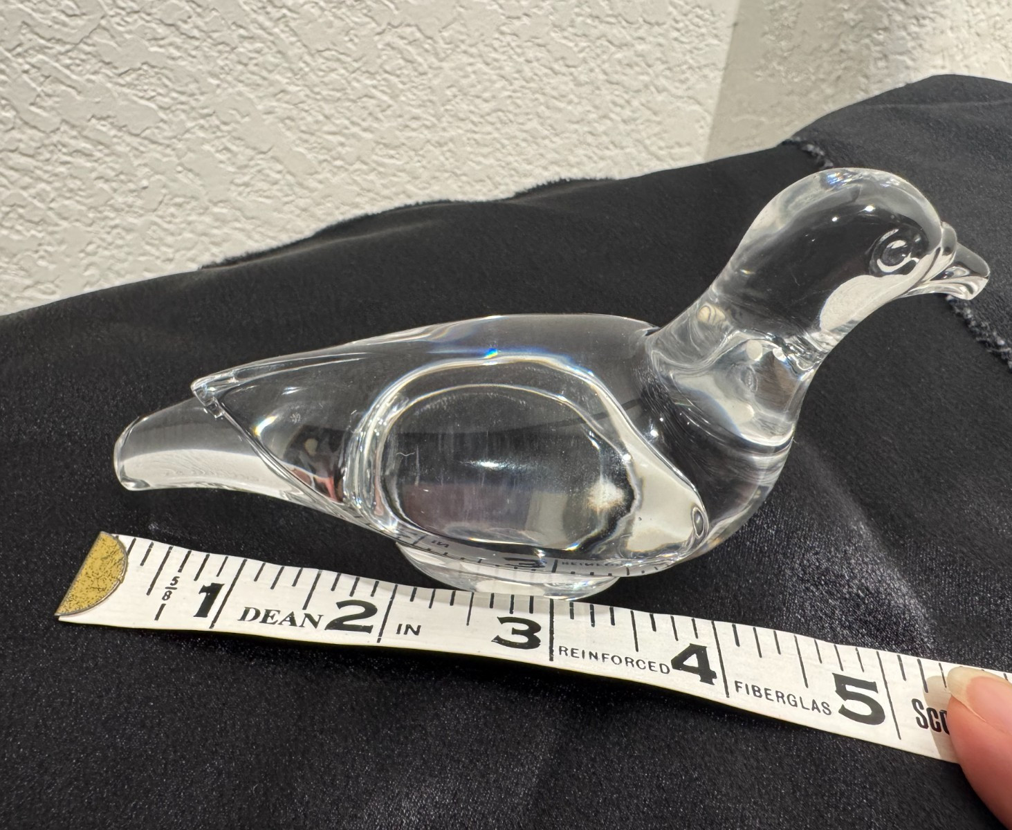 Baccarat Crystal Turtle Dove Signed France Clear Art Glass Paperweight 5″ Signed