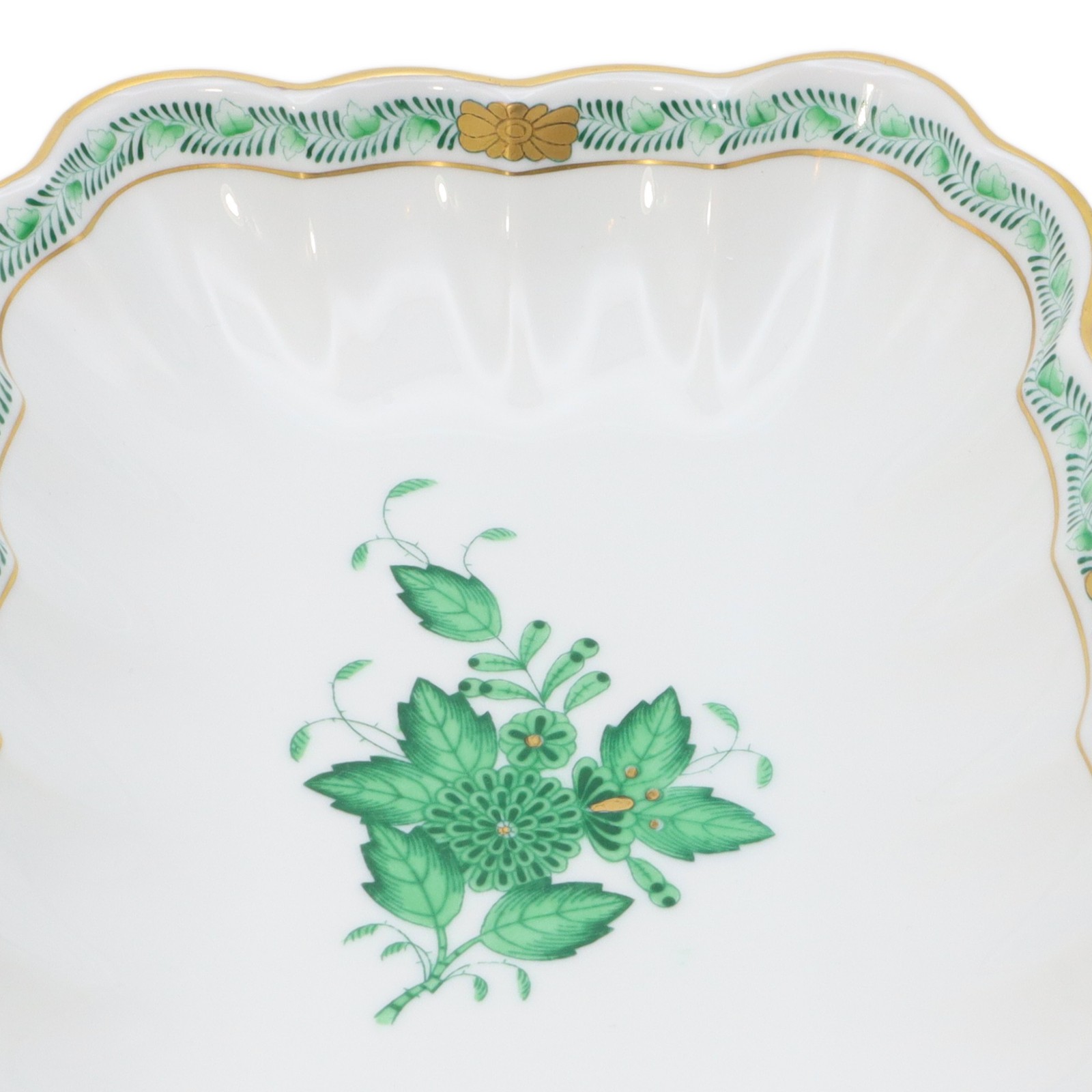 Herend Apponyi Green Trinket Tray Server – Porcelain Dish – Vintage Hungarian Ch