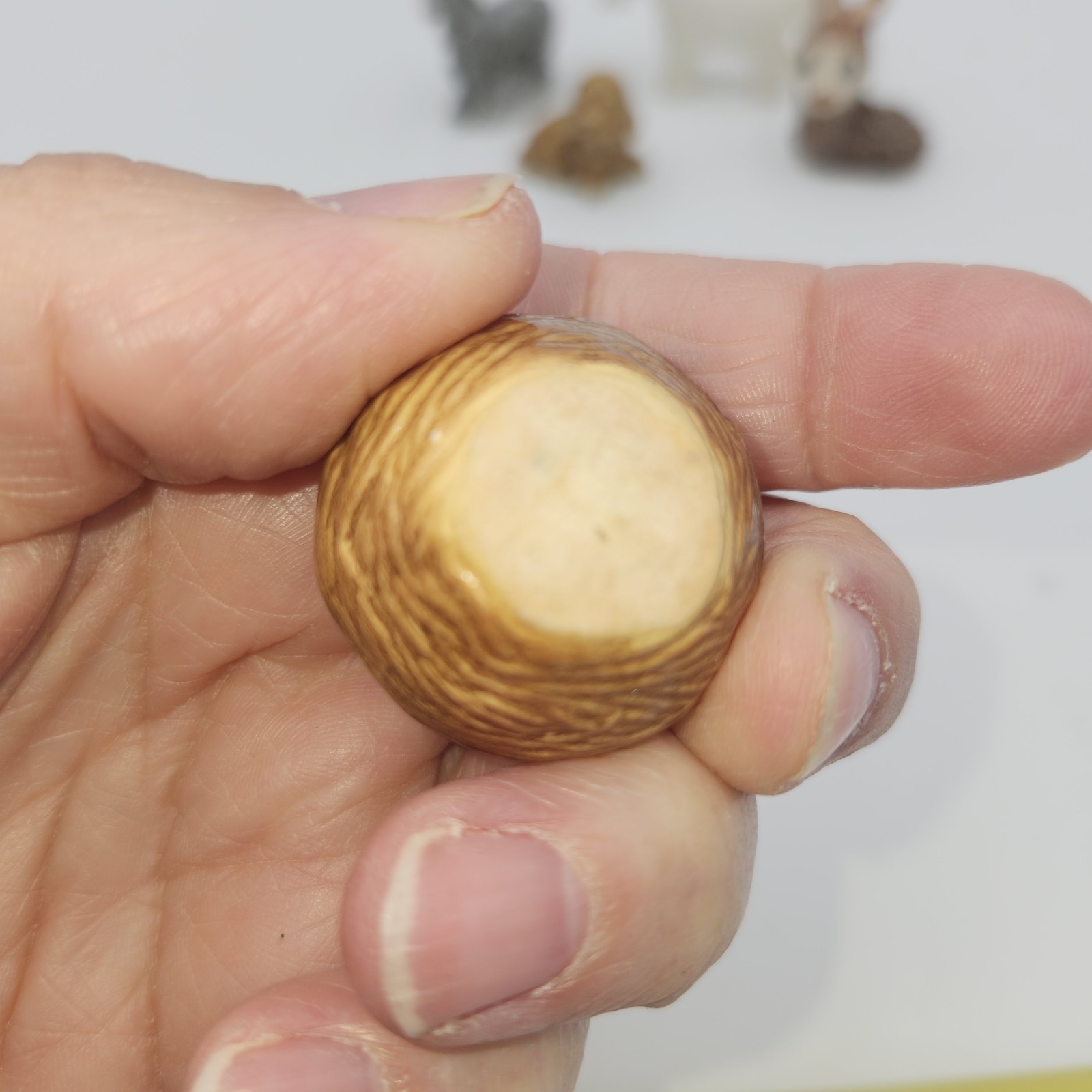 Glass Bird On ceramic nest vintage miniature figurine mini