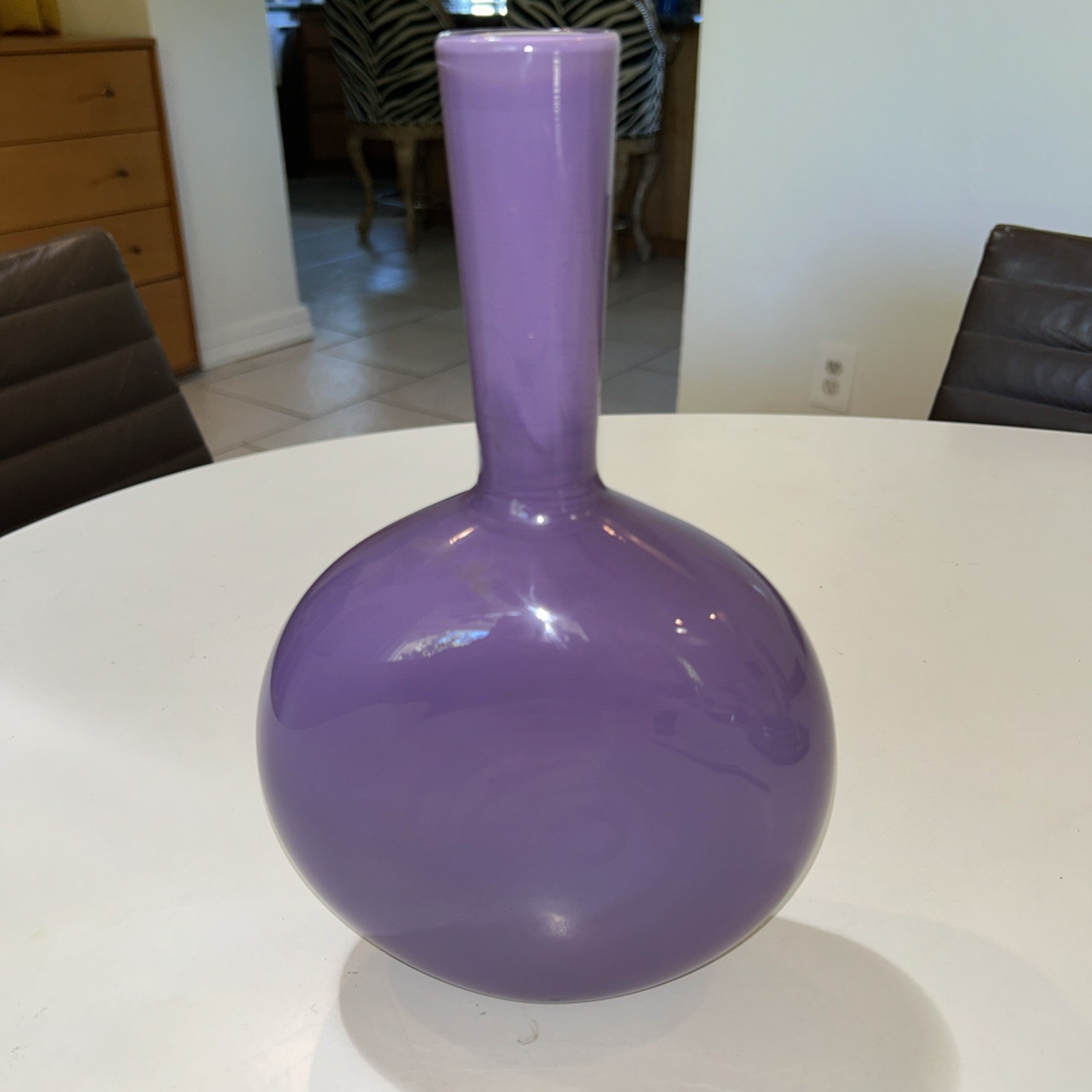 Modern Art Glass Vase Signed SSGS 2005 Purple Blue Moon Cased WOW