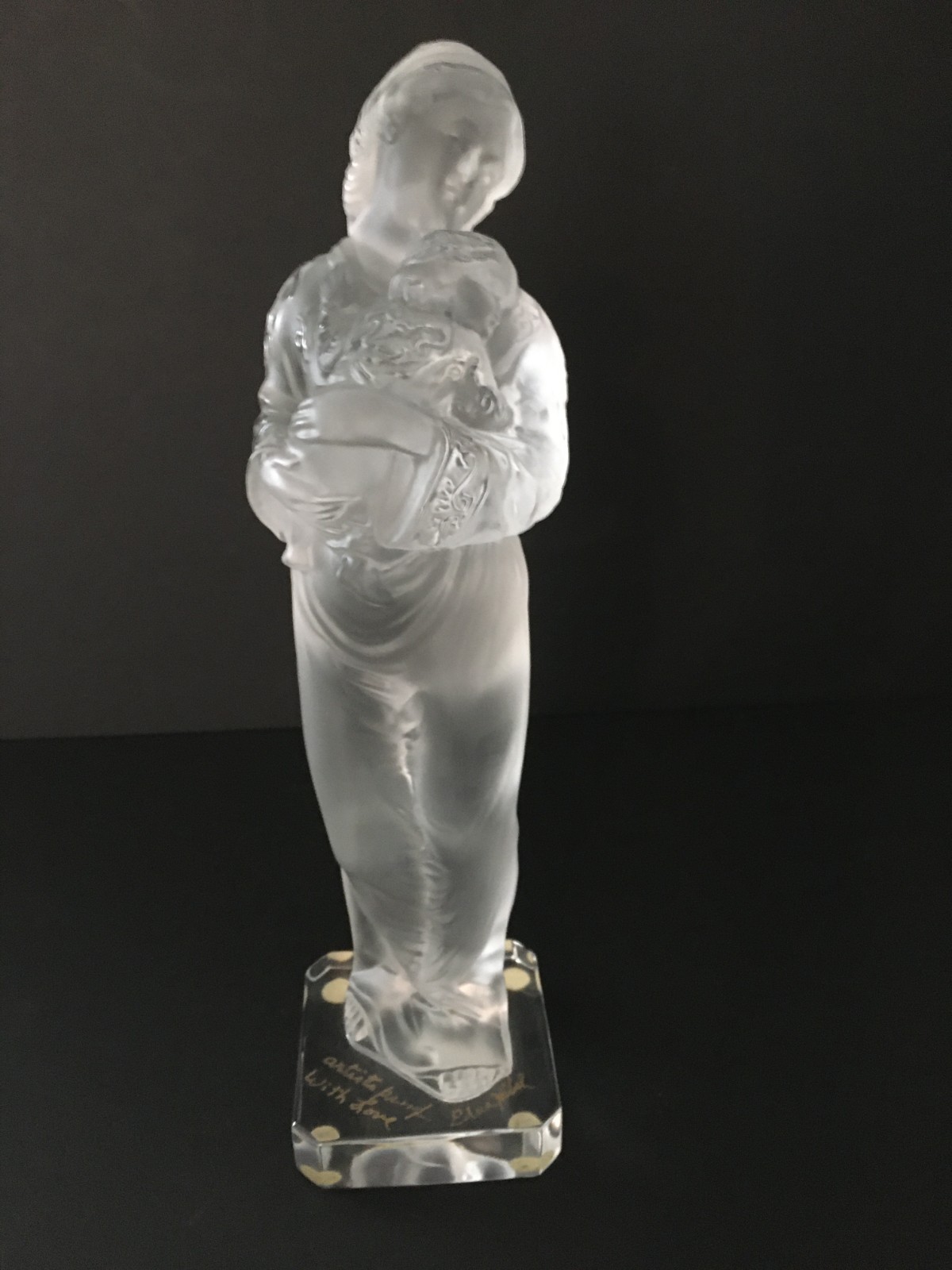 Vintage Cristal de Sevres Hibel Statue Mother and Child Signed Artist Proof