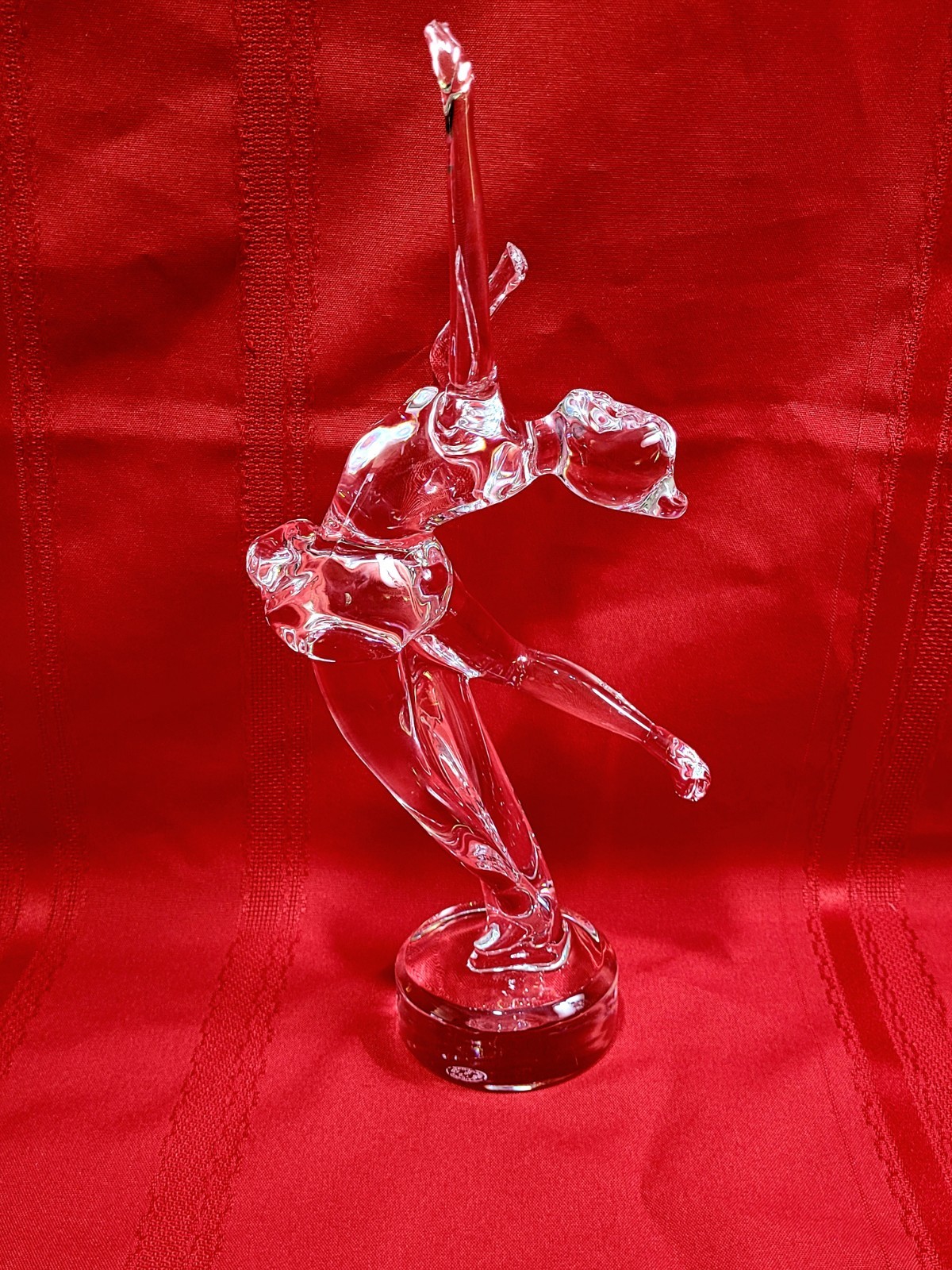 Baccarat France Crystal Ice Skater Lady Figurine Sculpture 11.75″ Signed