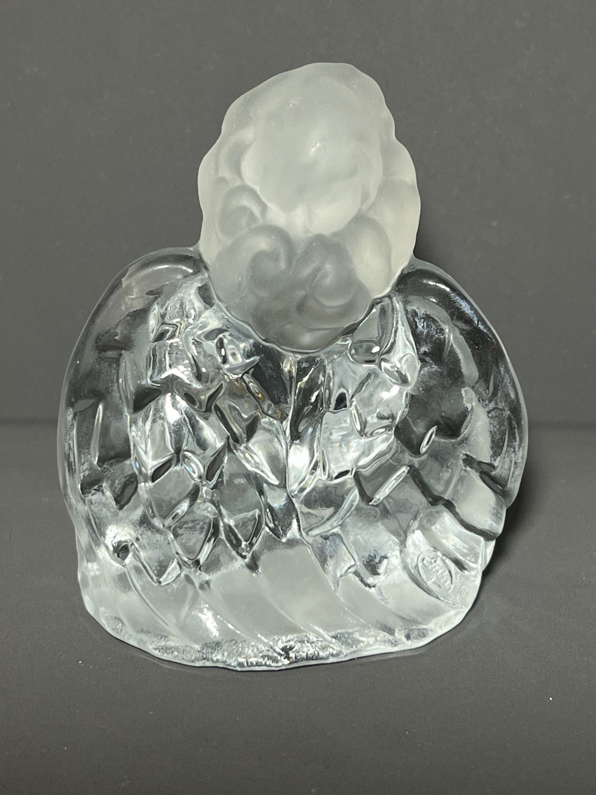 Fenton Clear Glass Guardian Angel Figurine with Red Rhinestone 3.25 in Tall 90s