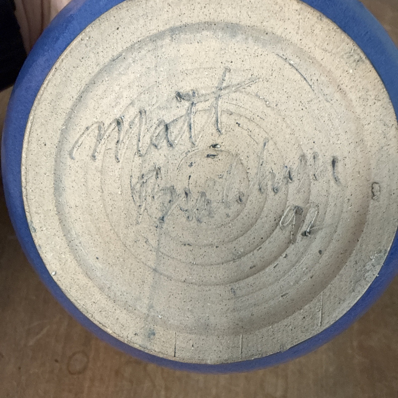 Vintage Blue Pottery Vase With Relief Lizards Signed