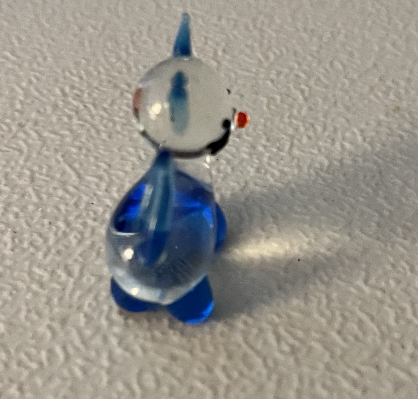 Vintage Hand Blown OOAK Glass Art Cat Figurine Clear Blue Kitty Murano Style