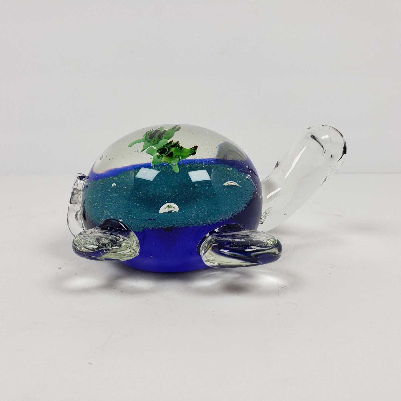 Art Glass Paperweight Green Sea Turtle Decoration Figurine