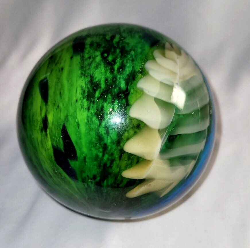 Multi-color Blown Art Glass Sphere w/stand, 12.5+ in circumference 4 in diameter