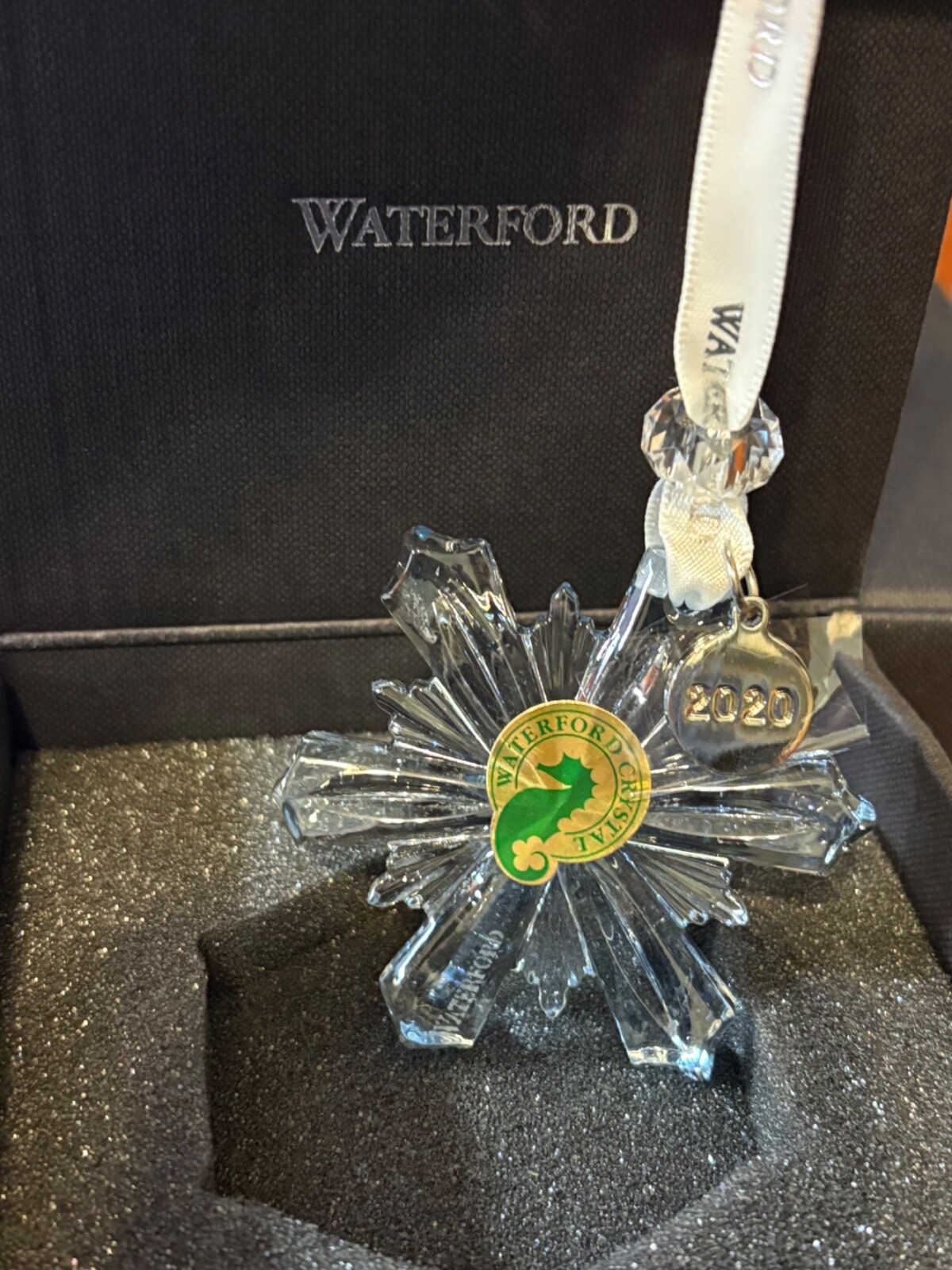 WATERFORD Crystal 2020 MINI Topaz SNOWFLAKE CHRISTMAS TREE Ornament # 1055092