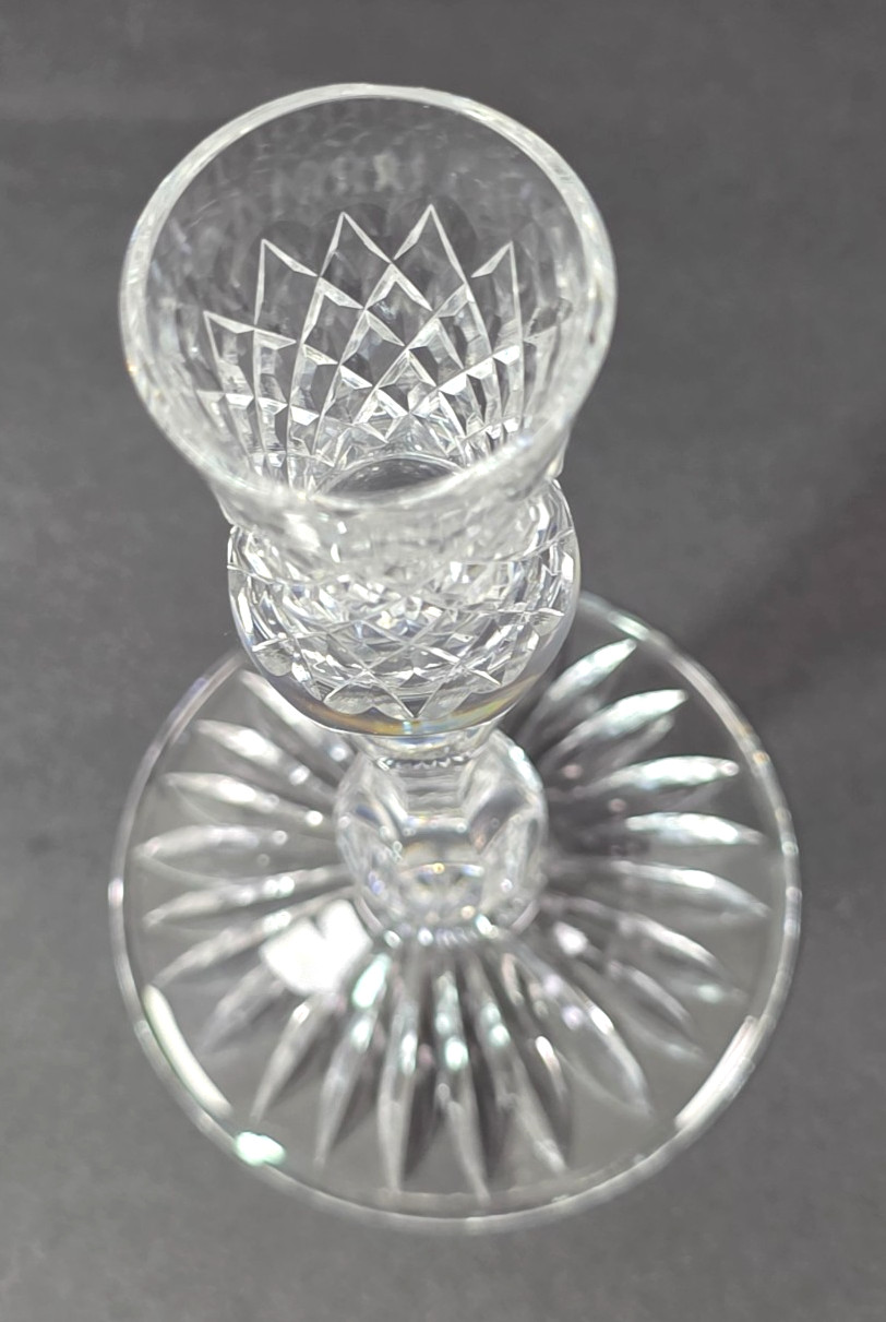 Thomas Webb London Cut Crystal Candle Holders Pair Signed England 5.75″ Tall Set