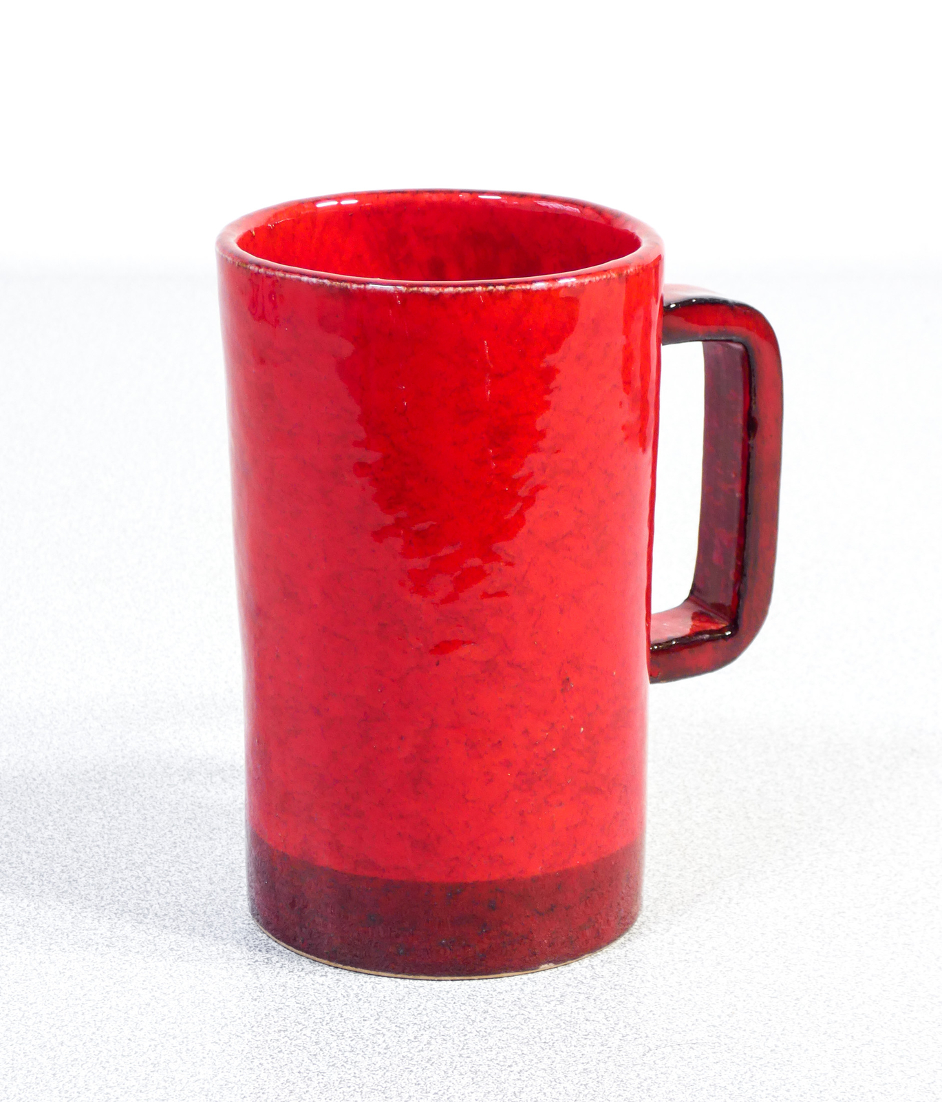 ⚜️ Set 11 Cups Glazed Red Ceramics Keramos by Ghigo Ceramic Period 1950s