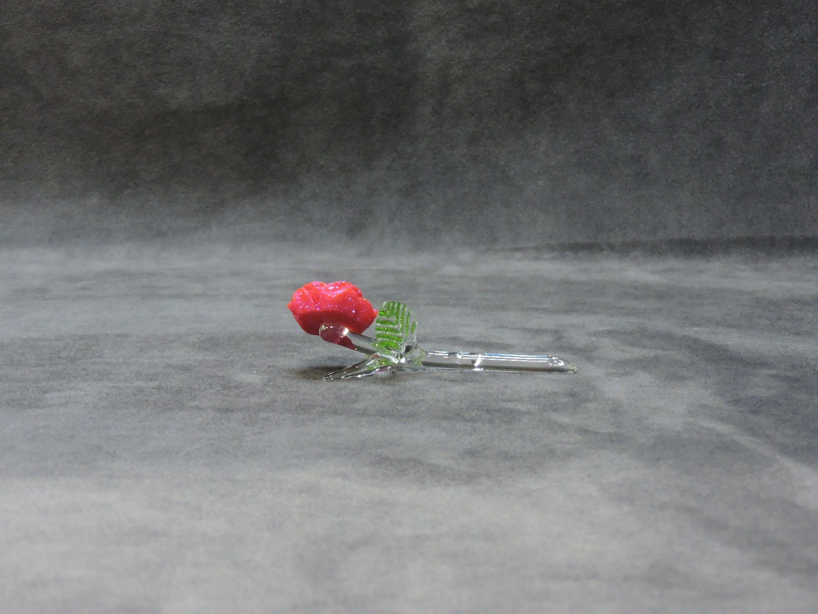 Handmade Glass & Porcelain – Red Rose/Flower Figurine