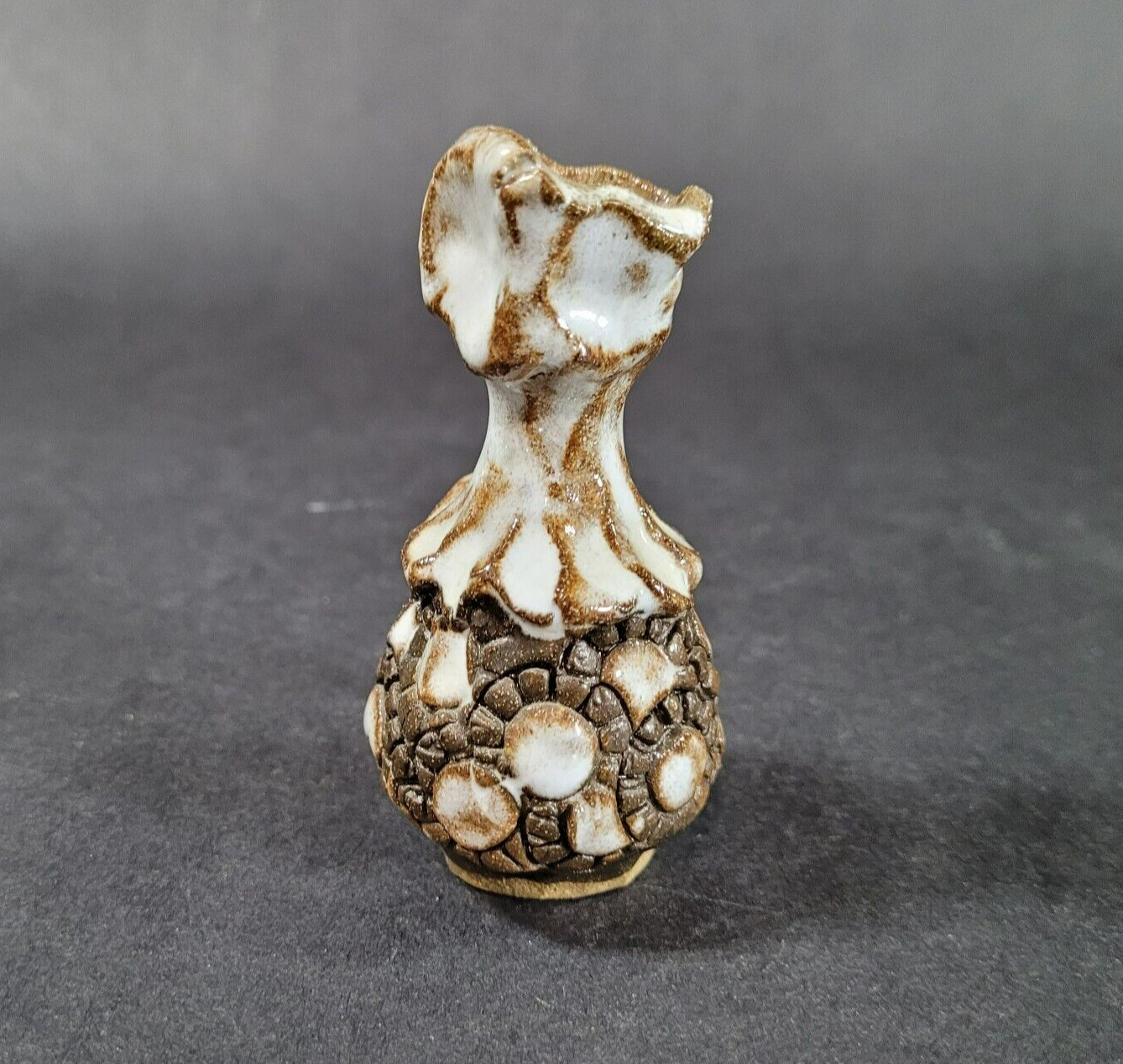 Miniature Art Pottery Bud Vase Hand Thrown Signed 3″ tall Vintage Earthenware