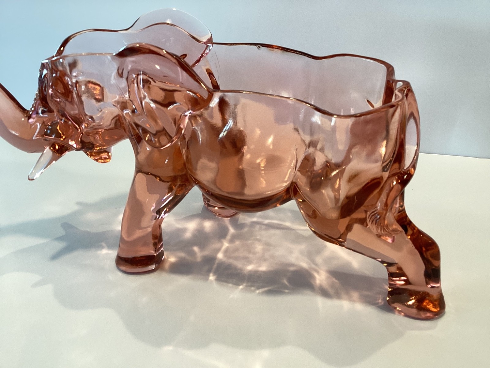 Depression Glass Consolidated Large 13″ Pink Elephant Rare