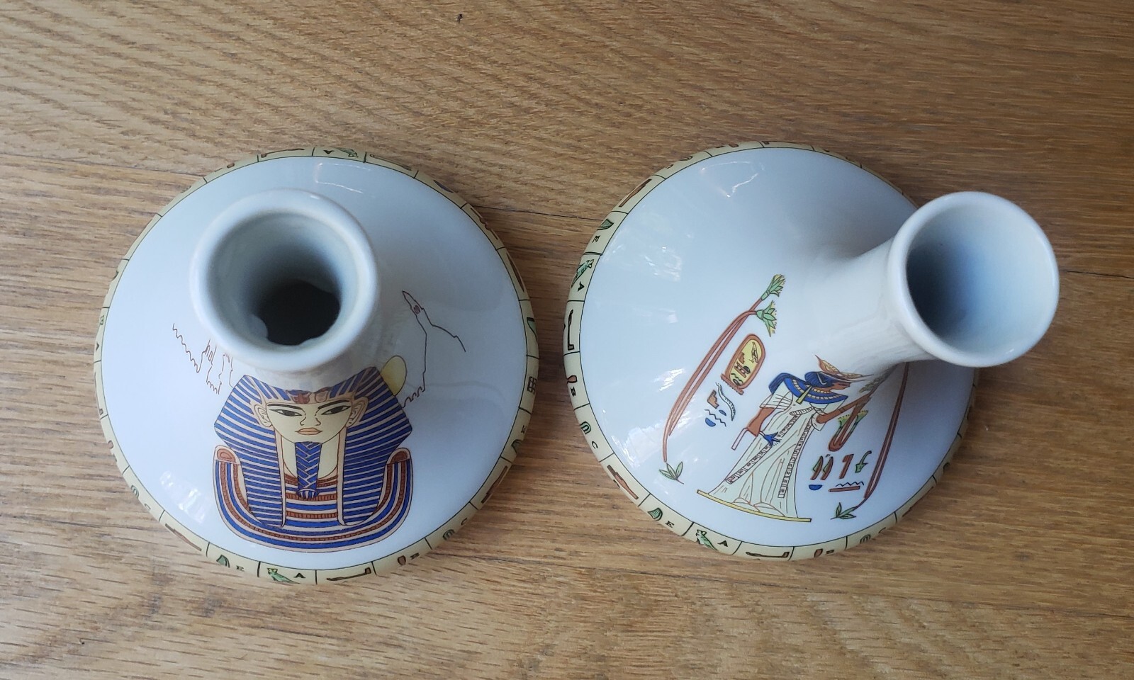 Vintage Pair Egyptian Fine Royal Porcelain T. Limoges Bud Vases