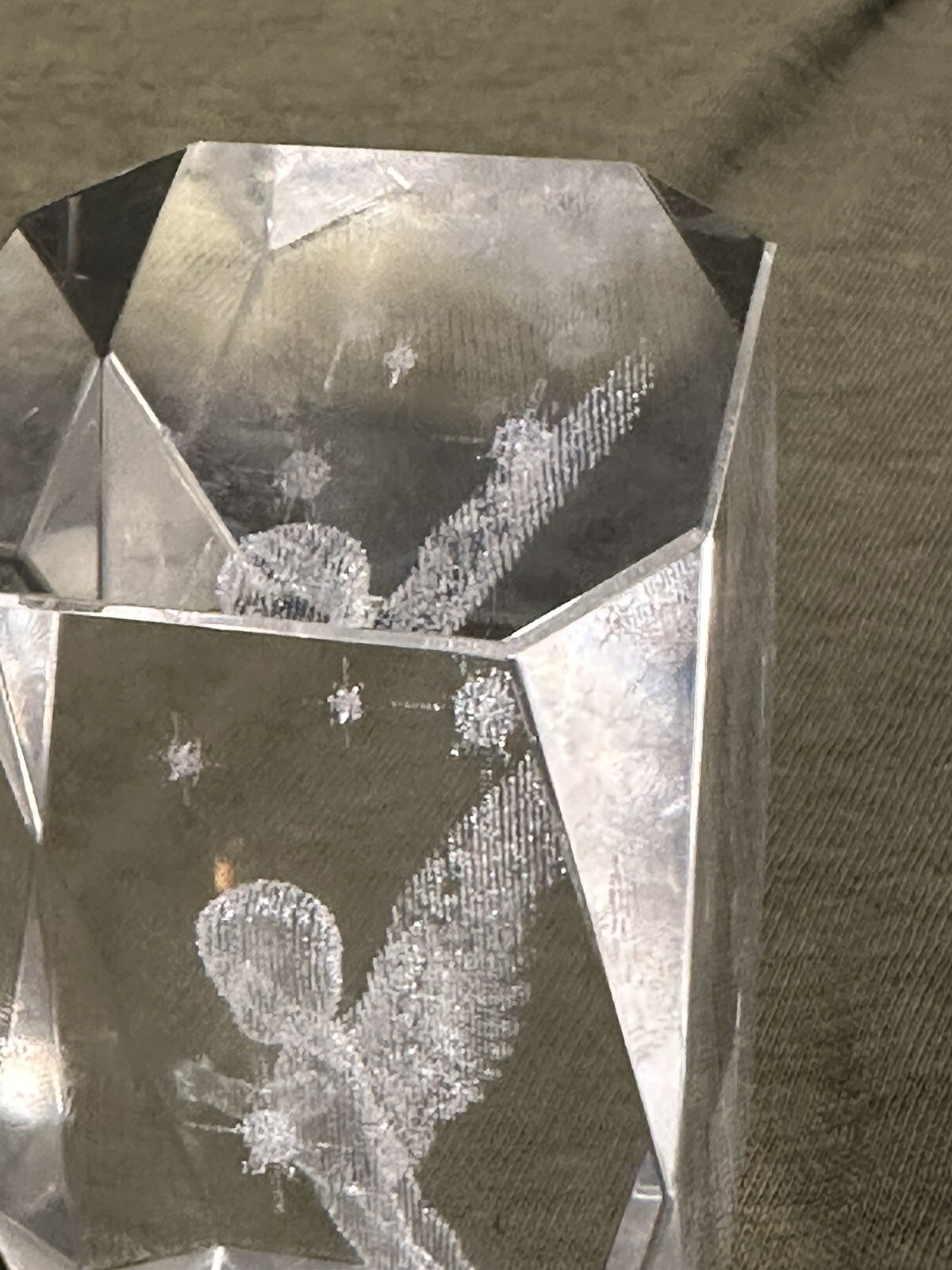 Laser Etched Glass Baby Angel Winged Cherub Paperweight Glass – 3.25 inches tall
