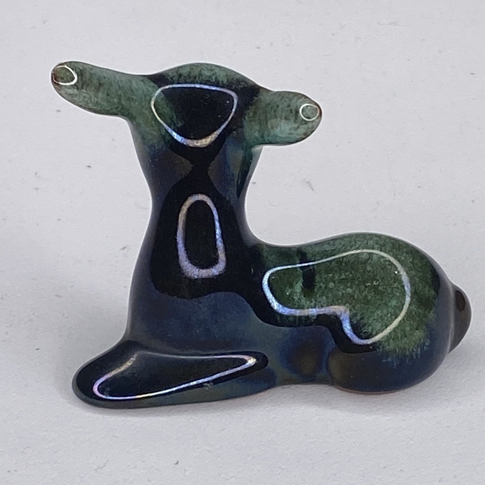 Vtg Blue Mountain Pottery Drip Glaze Fawn Deer MCM Ceramic Figurine