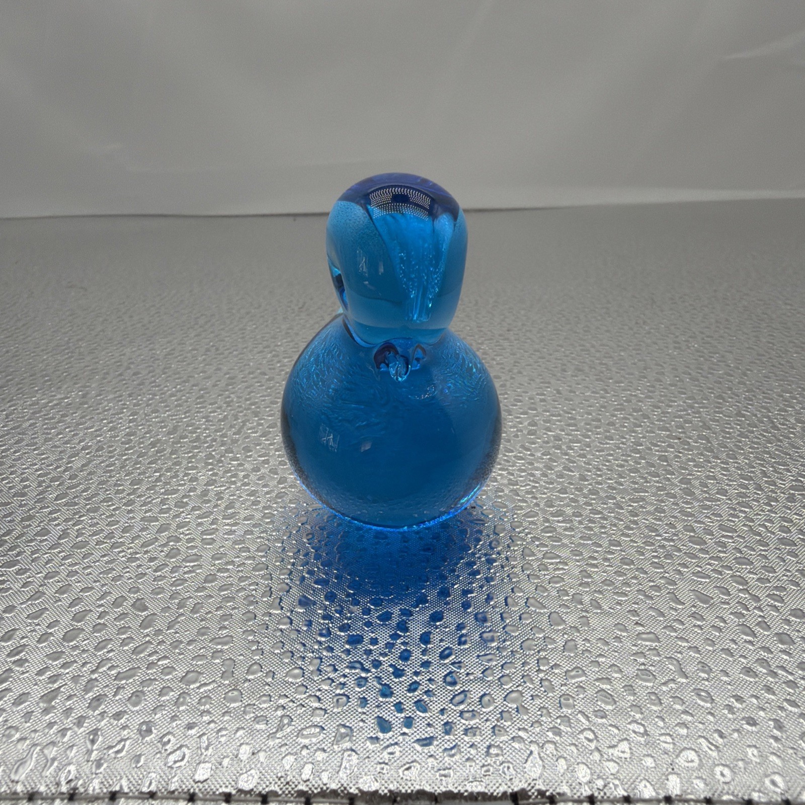 Vintage Blue Glass Paperweight 2 1/2 Inches Tall 3 Inches Wide