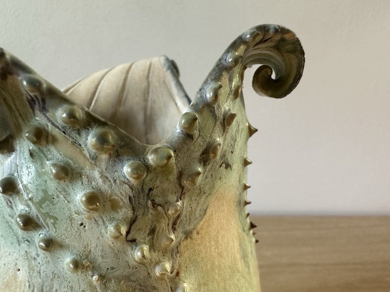 Vintage Studio Art Pottery•Sculptural Vessel•Organic Form•Wavy Rim•Textured